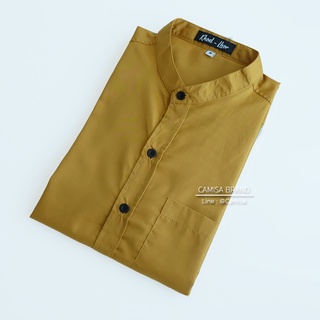 CAMISA BRAND เชิ้ตคอจีน สีเหลืองมัสตาร์ด(Y53) ผ้าCotton เสื้อทำงาน เสื้อใส่เที่ยว เหลือง