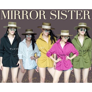 Code : Mirr00 เสื้อเชิ้ตทำงาน เสื้อเชิ้ตสีชมพู งานป้าย Mirrorsister