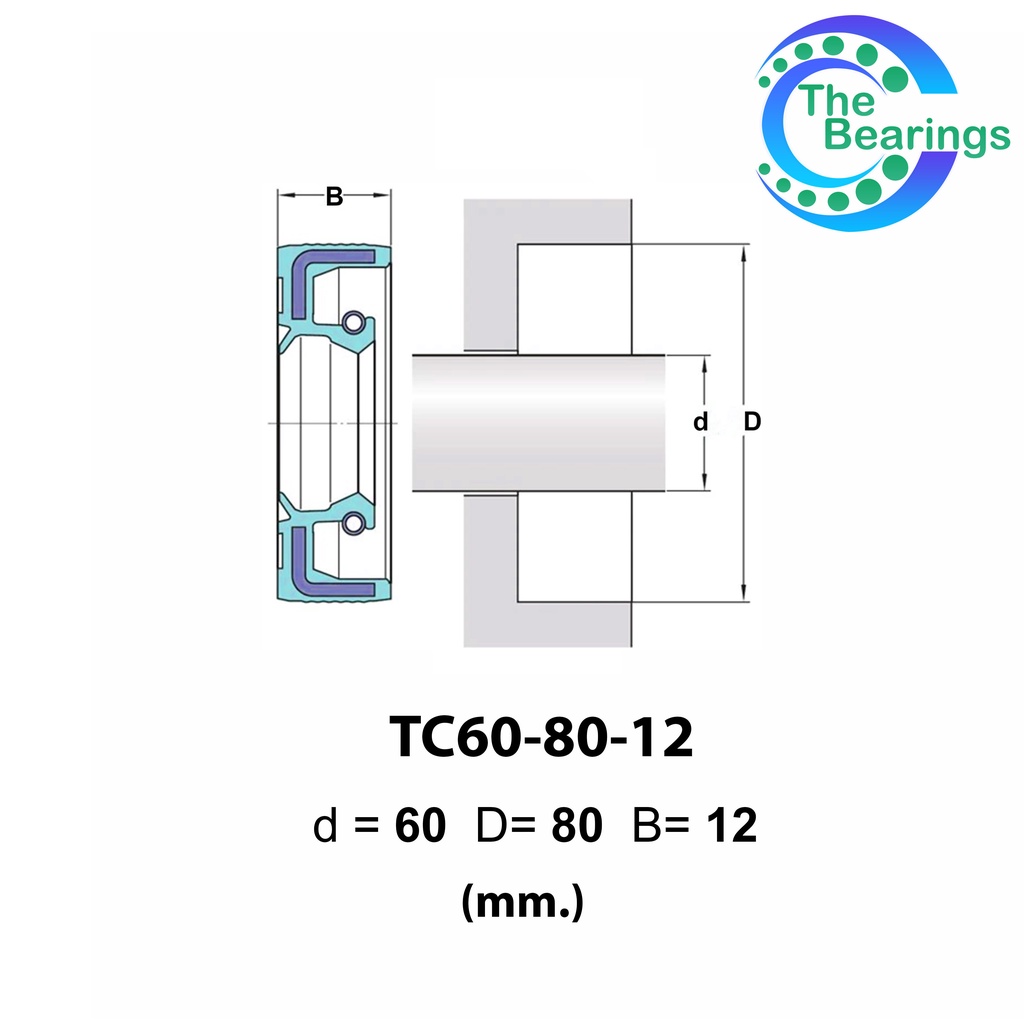 TC 60-80-12 Oil seal TC ออยซีล ซีลยาง ซีลกันน้ำมัน ขนาดรูใน 60 ...
