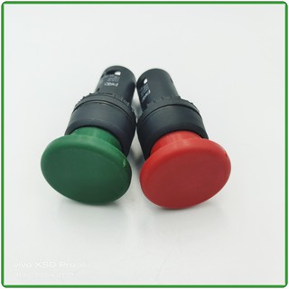 MODEL: EB2F-11M  PUSH BUTTON SWITCH 22MM. สวิตซ์กดหัวเห็ด22มิล.แบบต่อตรง สีแดง,เขียว