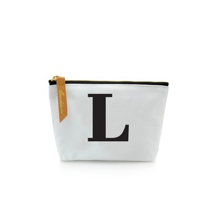 กระเป๋าผ้าลายอักษร ALPHABET  Pouch Coin Bag  WHITE  L