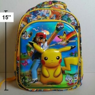 ป้ สะพายหลัง ปีกาจู pikachu โปเกม่อน pokemon ขนาด 11.5x15x4 นิ้ว ตัวปีกาจู เป็น 3 มิติ นูนออกมาค่ะ