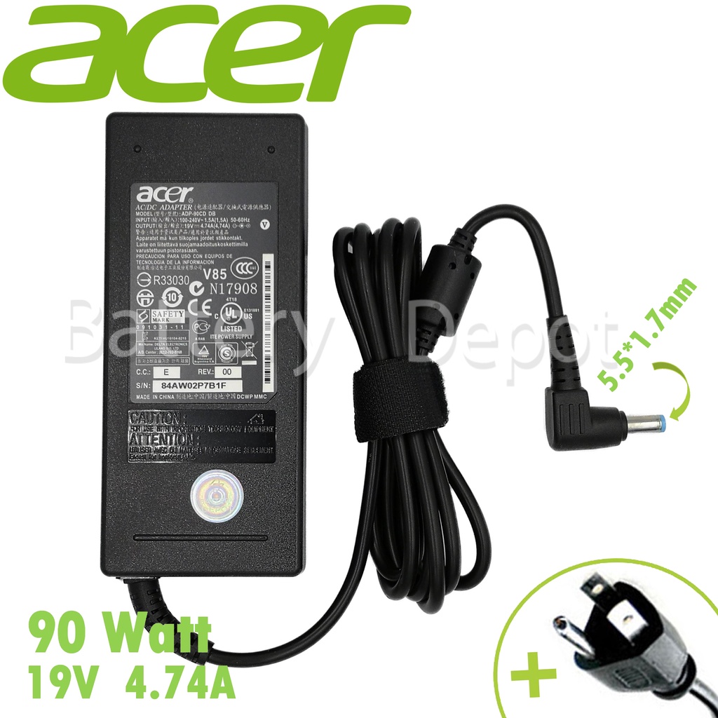 ภาพหน้าปกสินค้าAcer Adapter 19V/4.74A 90W หัวขนาด 5.5*1.7mm สายชาร์จ เอเซอร์ อะแดปเตอร์, สายชาร์จ Acer