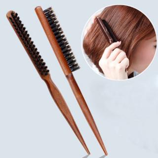 Brainbow Wooden Comb Handle Natural Boar Bristle Hair Brush Fluffy Anti Loss Comb Dish Hairdresser