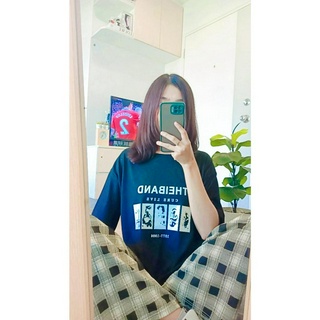 ชุดเซ็ทผู้หญิงผู้ชาย เสื้อกางเกงขายาวลายสก็อต-Bน้ำตาล 2ชิ้น