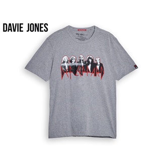 DAVIE JONES เสื้อยืดพิมพ์ลาย สีเทา ทรง Regular Fit Graphic Print T-Shirt in grey TB0263TD
