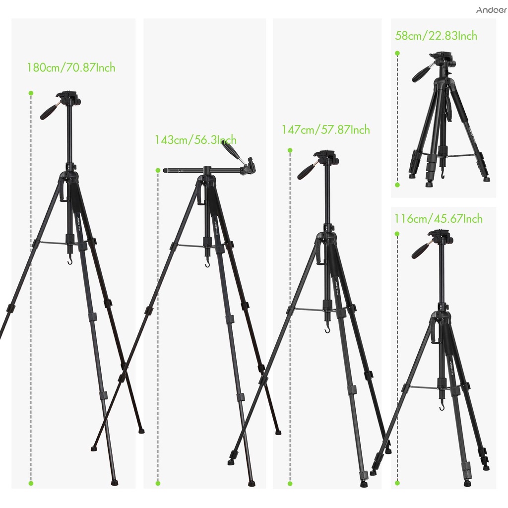 andoer-ttt-010-180ซม-70-87นิ้วอุปกรณ์ขาตั้งกล้องขาตั้งกล้องสําหรับถ่ายภาพแบบพกพา