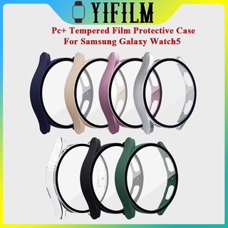เคสฟิล์ม PC และกระจกนิรภัย ป้องกันรอย ทนทาน สําหรับ Samsung Galaxy Watch 5 40 มม. Smartwatch 5 40 มม.