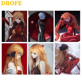 Drofe 【40X50Cm】~Eva~ ภาพจิตรกรรมตัวเลข / An Enjoyable Process / ตัวเลขการ์ตูนสําหรับติดตกแต่งผนังบ้าน