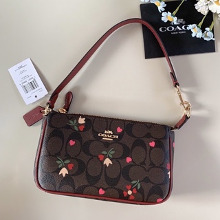 (ผ่อน0%) กระเป๋าคล้องมือ คล้องไหล่ NOLITA 19 IN SIGNATURE CANVAS WITH HEART PETAL PRINT (COACH C7659) ลายซีสีน้ำตาลเข้ม