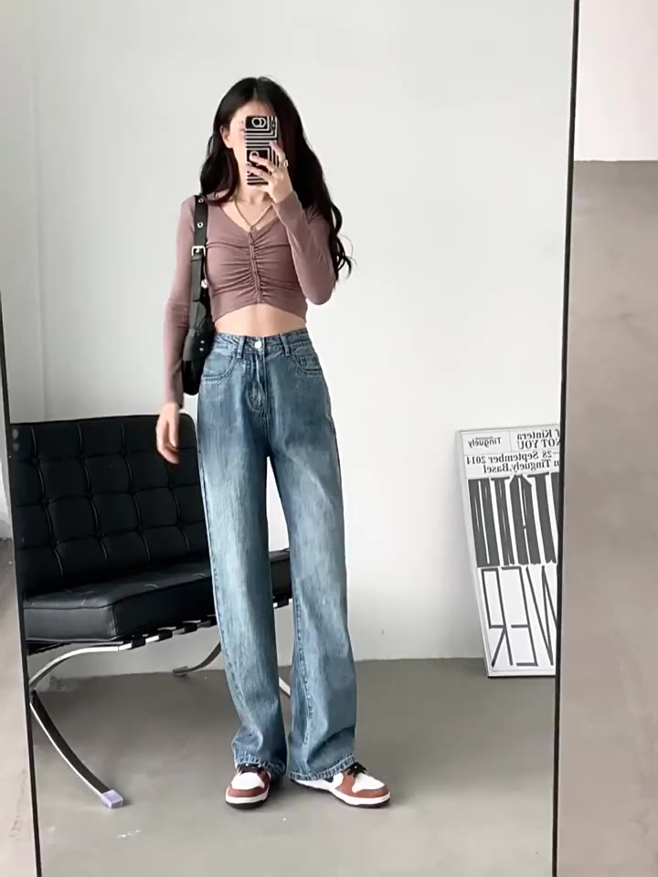 daduhey-womens-korean-style-high-waist-jeans-straight-new-washed-fashion-wide-leg-loose-mop-dropping-pants