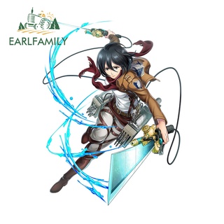 Earlfamily สติกเกอร์ ลาย Mikasa Ackerman Campervan ขนาด 13 ซม. x 9.6 ซม. สําหรับติดตกแต่งรถยนต์ แล็ปท็อป รถจักรยานยนต์