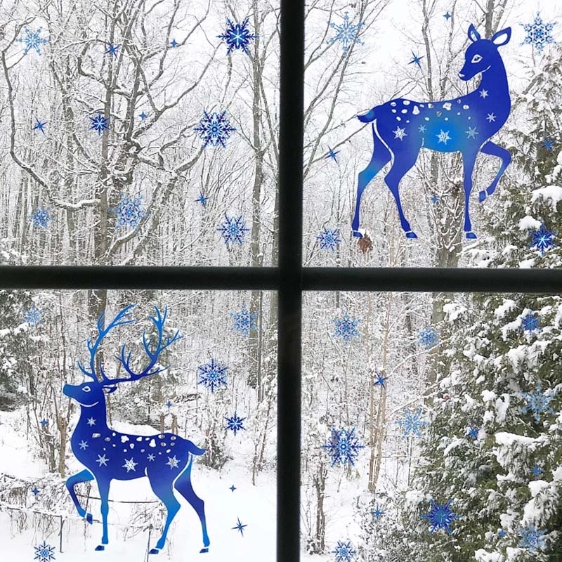 สติกเกอร์ติดผนัง-ลายกวางเอลก์-คริสต์มาส-เกล็ดหิมะ-กวาง-สีฟ้า-สร้างสรรค์-สําหรับตกแต่งบ้าน-ห้องนั่งเล่น-กระจก-หน้าต่าง