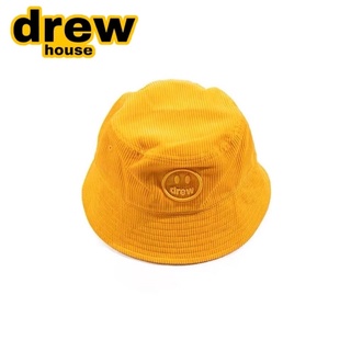 หมวกบักเก็ต Drew House DREW HOUSE Justin Bieber ผู้ชายและผู้หญิง หมวกหน้ายิ้มเย็บปักถักร้อยหมวกเบสบอล