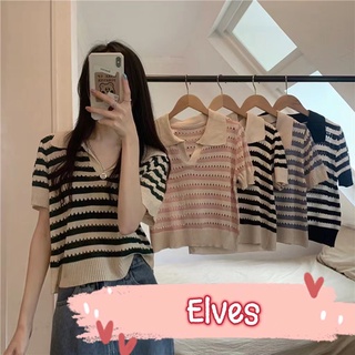 ภาพหน้าปกสินค้าElves✨พร้อมส่ง✨ เสื้อไหมพรมแขนสั้น คอปก น่ารักใส่สบายใส่ง่ายๆวันเบาๆ ~2Y009~ ที่เกี่ยวข้อง