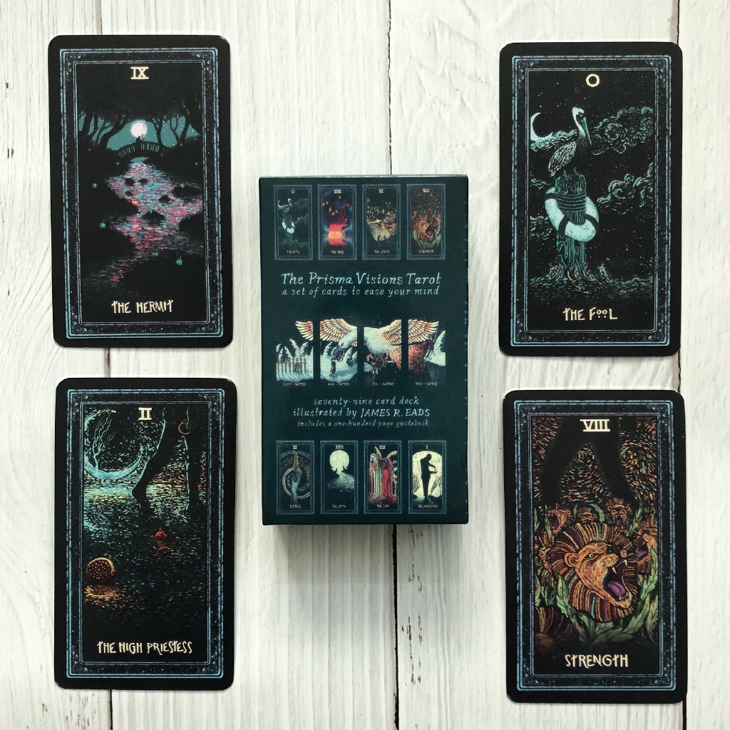 ภาพหน้าปกสินค้าTarot Deck 78pcs English Silver Plating Prisma Tarot Visions Hemorrhoid Board Game จากร้าน syk.shitou3.th บน Shopee