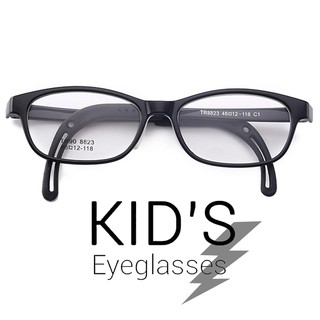 KOREA แว่นตาแฟชั่นเด็ก แว่นตาเด็ก รุ่น 8823 C-1 สีดำเงา ขาข้อต่อ วัสดุ TR-90 (สำหรับตัดเลนส์) เบาสวมไส่สบาย