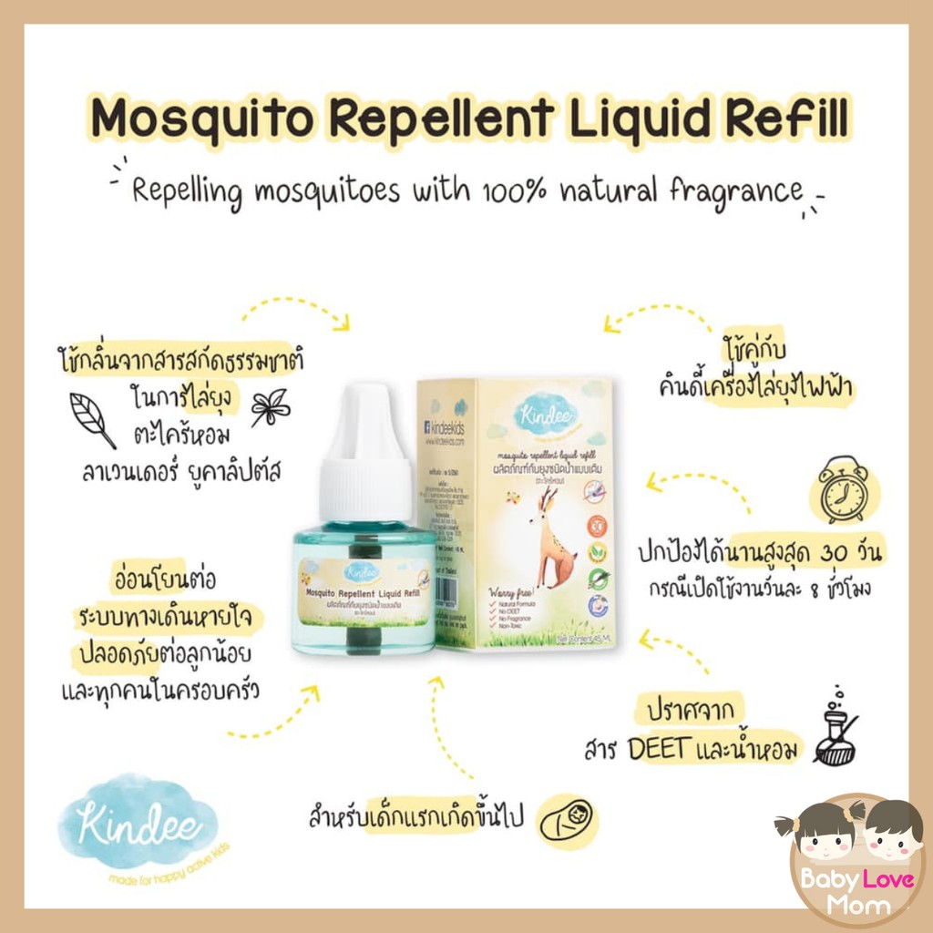 kindee-ผลิตภัณฑ์กันยุงชนิดน้ำ-แบบเติม-mosquito-repellent-liquid-refill