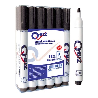 คิวบิซ ปากกาไวท์บอร์ด สีดำ แพ็ค 12 ด้าม101337Q-BIZ Whiteboard Pen (Bravo) Black 12Pcs/Pack