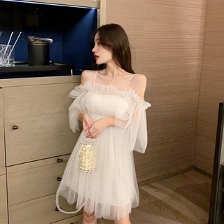 [พร้อมส่ง] ชุดเดรส สีขาว สวยงาม แฟชั่นฤดูร้อน สําหรับสตรี