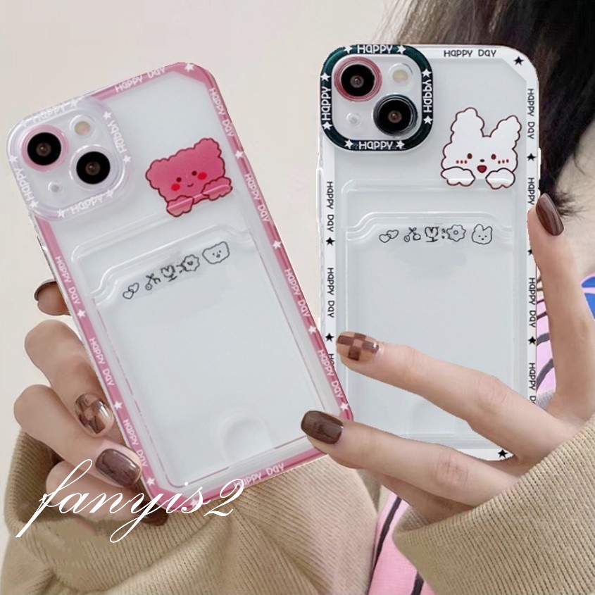 huawei-y9-prime-2019-y9a-y9s-y7a-y6p-nova-7i-8i-4e-3i-p30-lite-ที่ใส่บัตร-เคสการ์ตูนน่ารัก-คู่หมี-กระต่าย-เคสโทรศัพท์ใส-นิ่ม-ป้องกันเลนส์-ฝาครอบด้านหลัง