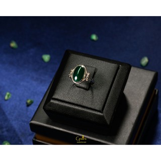 925 Sterling Silver Ring แหวนเงินแท้ x Green agate