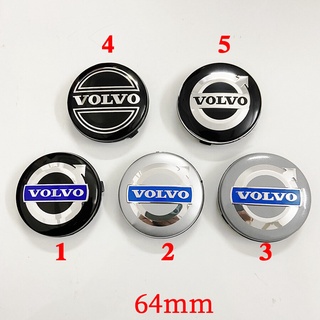 ฝาครอบดุมล้อรถยนต์ ขนาด 64 มม. มีสีฟ้า สีดํา สีเทา สีเงิน สําหรับ Volvo xc60 XC9 s90 S80 S40 S60 4 ชิ้น