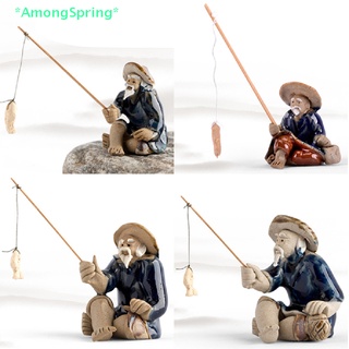 Amongspring> ฟิกเกอร์เรซิ่น รูปปั้นคนแก่ตกปลา สําหรับตกแต่งสวนกลางแจ้ง