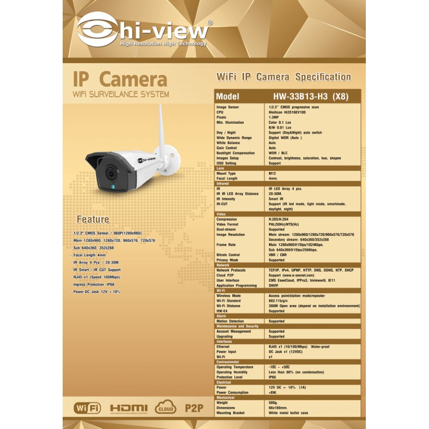 กล้องวงจรปิดไร้สาย-hiview-รุ่น-hw-3308kit13-h3-ชุด-8-รองรับ-wifi-ip-kit-set-with-repeater-สินค้าแท้รับประกัน-1-ปี