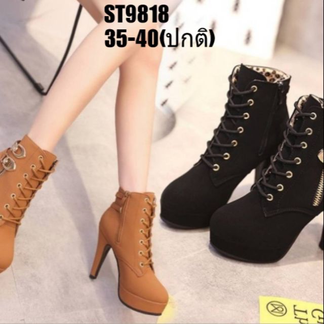 ราคา-590-บาท-แบบใหม่-สินค้าพร้อมส่ง-st9818-รองเท้าบูทส้นสูง-งานนำเข้า100