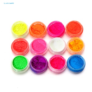 Farfi  12 Colors Nail Art Tips UV Gel Fluorescent Powder Dust Manicure Decor DIY Tool