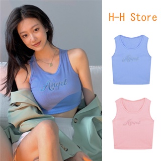 ผู้หญิงเซ็กซี่สไตล์เกาหลีแขนสั้นและแขนกุดผ้านุ่มสบาย，เสื้อครอป