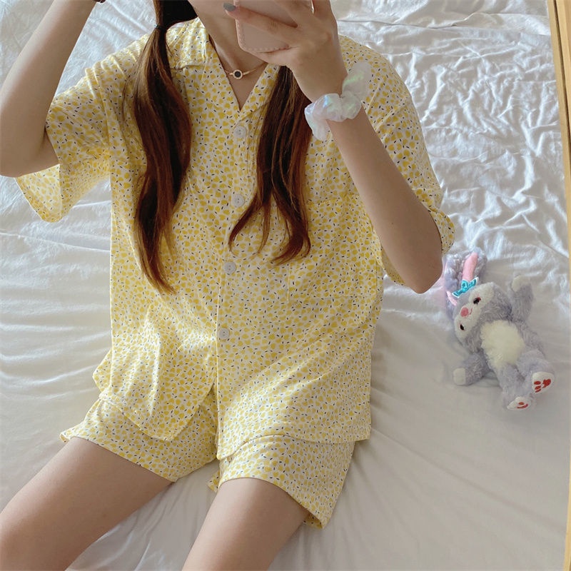 ชุดนอนคู่-ชุดนอนน่ารัก-ชุดนอนลายการ์ตูน-ชุดนอน-ชุดนอนแขนสั้นขาสั้น-ชุดนอนูก-ชุดนอนผู้ใหญ่-สไตล์เกาหลี