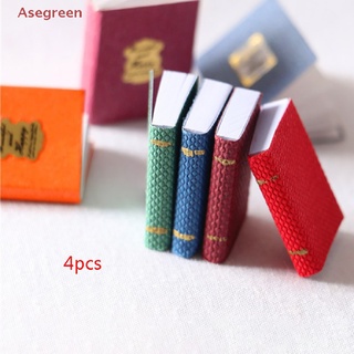 [Asegreen] โมเดลหนังสือจิ๋ว 1/12 อุปกรณ์เสริม สําหรับตกแต่งบ้านตุ๊กตา 2021 4 ชิ้น ต่อชุด