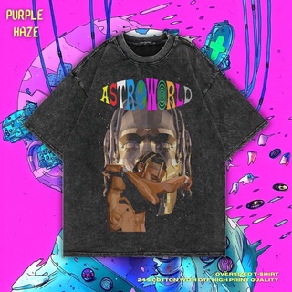 เสื้อยืด ขนาดใหญ่ พิมพ์ลาย Haze Travis Scott Astroworld สีม่วง | หินล้างทําความสะอาด | เสื้อเชิ้ต Travis Scott | เสื้อแร