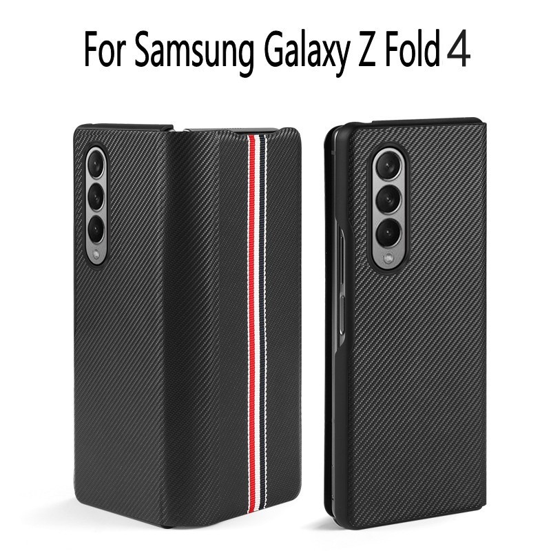 เคสโทรศัพท์มือถือหนัง-pu-คาร์บอนไฟเบอร์-แบบพับได้-กันกระแทก-สําหรับ-samsung-galaxy-z-fold4-2022-5g-galaxy-z-fold-4-z-fold3