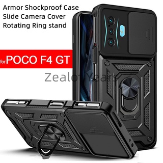 เคสโทรศัพท์มือถือ ป้องกันกล้อง กันกระแทก พร้อมแหวนขาตั้ง สําหรับ POCO F4 GT 5G Poko F4GT PocoF4
