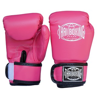 สินค้า THAIBOXING นวมหนังเทียม  สีชมพู  สำหรับเด็ก ผู้ใหญ่ นวมซ้อมมวย นวมชกมวย BOXING GLOVES