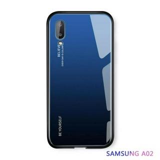 ส่งทั่วไทย Case Samsung galaxy A02 เคสกันกระแทก เคสกระจกสองสี เคสเงาไล่สี เคสโทรศัพท์ ซัมซุง ขอบนิ่มเคส Samsung A02