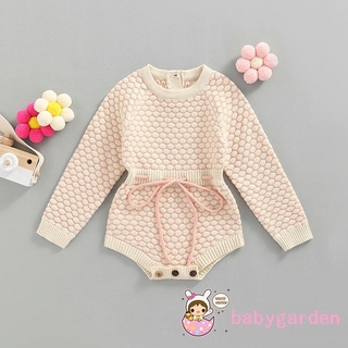 Babygarden-0-18months ชุดรอมเปอร์ บอดี้สูท คอกลม แขนยาว สีตัดกัน แฟชั่นฤดูใบไม้ร่วง สําหรับเด็กผู้หญิง