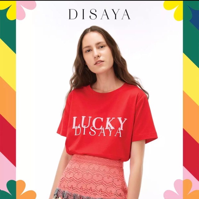 เสื้อยืดสีแดง lucky แบรนด์ Disaya ของแท้ , collection ต้นปี 2020 ...