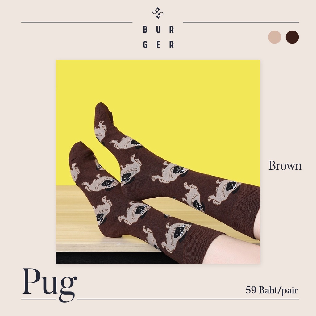 pug-lt-brown-gt-ถุงเท้าแฟชั่น-ลายหมาปั๊ก-สายคิ้วท์-สายสตรีท-ถุงเท้าครึ่งแข้ง-ราคาถูก-คุณภาพดี