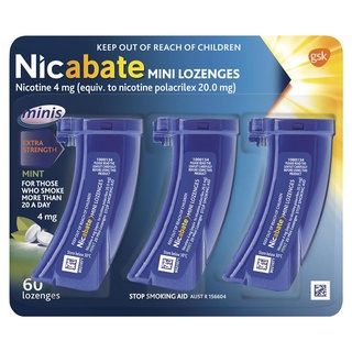 Nicabate Quit Smoking Lozenge Mints 2mg 4mg เม็ดอมเลิกบุหรี่รสมินท์ 60 pieces