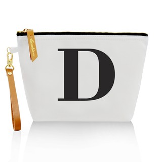 กระเป๋าผ้าลายอักษร ALPHABET CLUTCHES POUCH WHITE ”D”