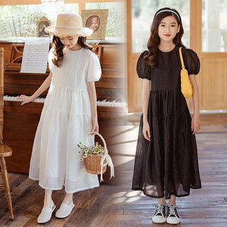 เสื้อยืดแขนสั้น สีดํา สีขาว แฟชั่นฤดูร้อน สไตล์เกาหลี สําหรับเด็กผู้หญิง อายุ 3-12 ปี 2022