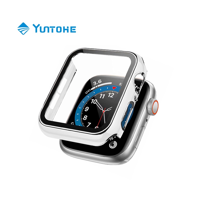 ภาพหน้าปกสินค้าYUNTOHE เคสแอปเปิ้ลวอช iWatch Case PC+Glass Series 7 6 SE 5 4 3 45มม.41มม.44มม.40มม.42มม.38มม.