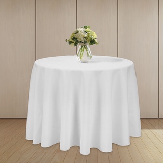 ผ้าปูโต๊ะโพลีเอสเตอร์สีขาวผ้าปูโต๊ะงานแต่งงานสี่เหลี่ยมผืนผ้ากลมขนาดใหญ่