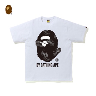H BAPE mens spring and summer ape-man head letter printing STA casual shoes pattern short-sleeved T-shirt 110054G คอกลม