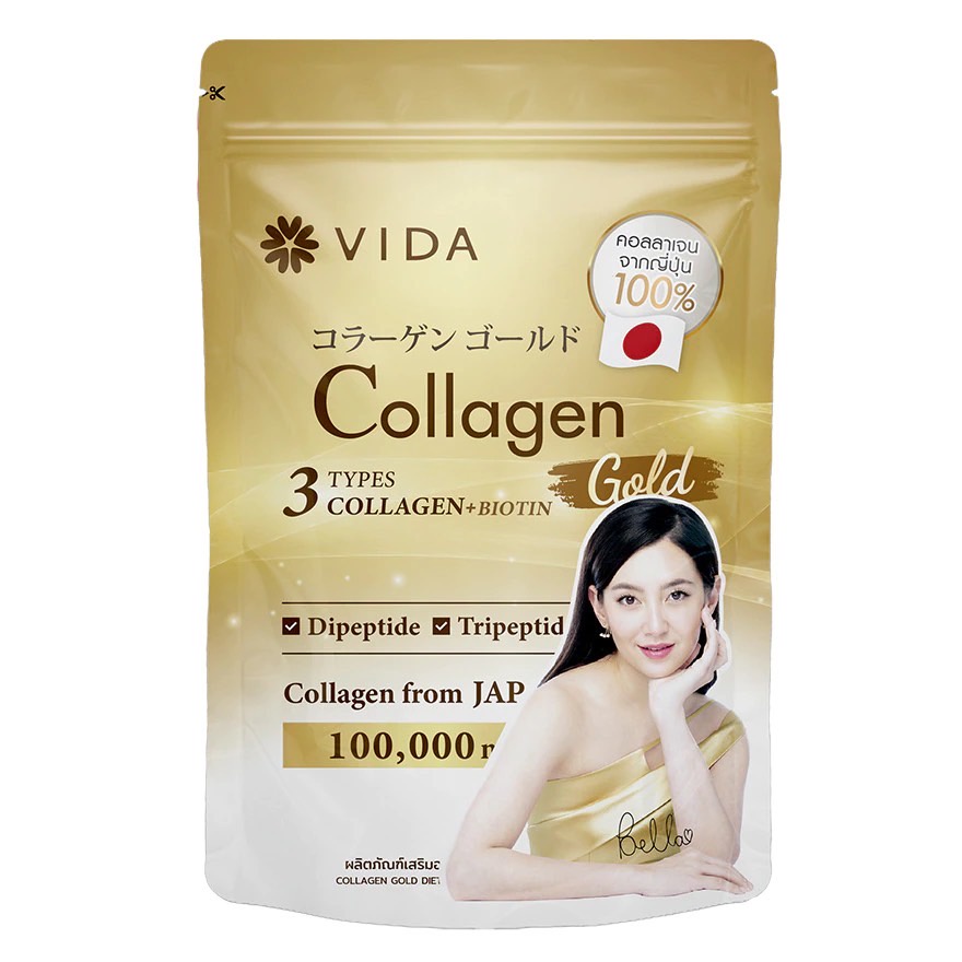 vida-collagen-gold-คลอลาเจน-โกลด์-วีด้า-1ถุง-นำเข้าจากประเทศญี่ปุ่น-ที่สกัดจากปลา100-คลอลาเจนที่เบลล่าเลือก-ผม-ผิว-ขาว