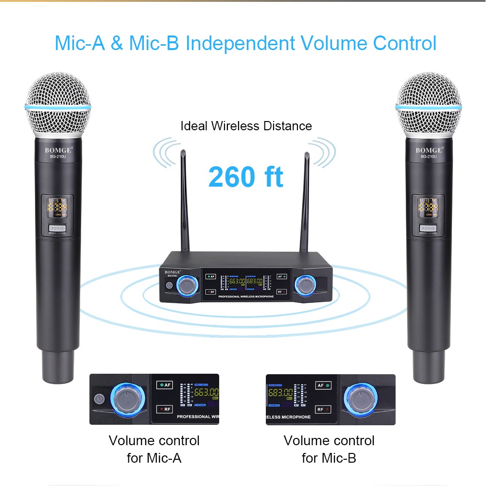bomge-ใหม่ไมโครโฟนไร้สายมืออาชีพไมโครโฟนไร้สายระบบคาราโอเกะร้องเพลงไมโครโฟนไร้สายดีเจเวที
